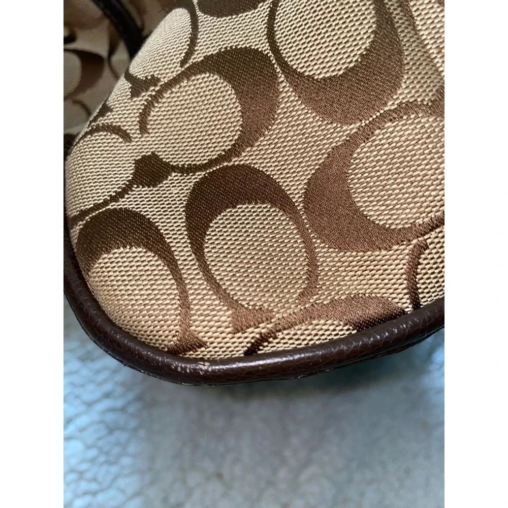 Rare Coach‎ Signature C Park Signature KT Zip Satchel Khaki/Brown 3 Zipper Pu se